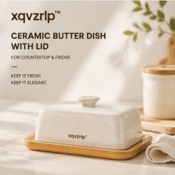 xqvzrlp™ Ceramic Butter Dish with Lid for Countertop & Fridge